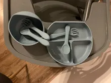 Tazón para bebé, cuchara, tenedor, vajilla de silicona con mango para niños, tazón de silicona para bebé, alimentación para el almuerzo, 28