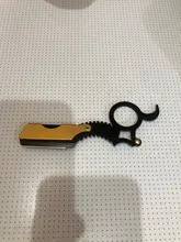 Maquinilla de afeitar portátil para hombre, cuchilla de mano, afilada, de acero inoxidable, para Barbero, cortadora de pelo recto Manual, para Barba, color dorado