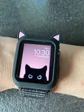 Funda protectora para Apple Watch 4, 5, 6 se, 40mm, 44mm, silicona suave con un dibujo animado, orejas de gato, iWatch Series 3, 2, 42mm y 38mm