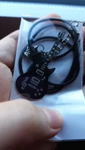 Collar de guitarra de acero inoxidable 316L para hombre, cadena de cuero, colgantes