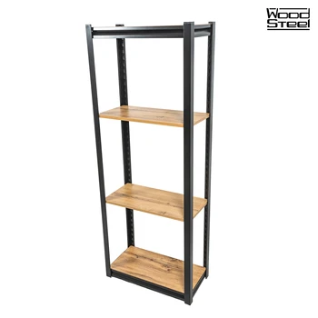 Стеллаж WOOD&STEEL 150x60x30 см, в стиле лофт, материал каркаса: металлический профиль матово-черного цвета, полки - лдсп
Стеллаж WOOD&STEEL 150x60x30 см, в стиле лофт, материал каркаса: металлический профиль матово-черного цвета, полки - лдсп