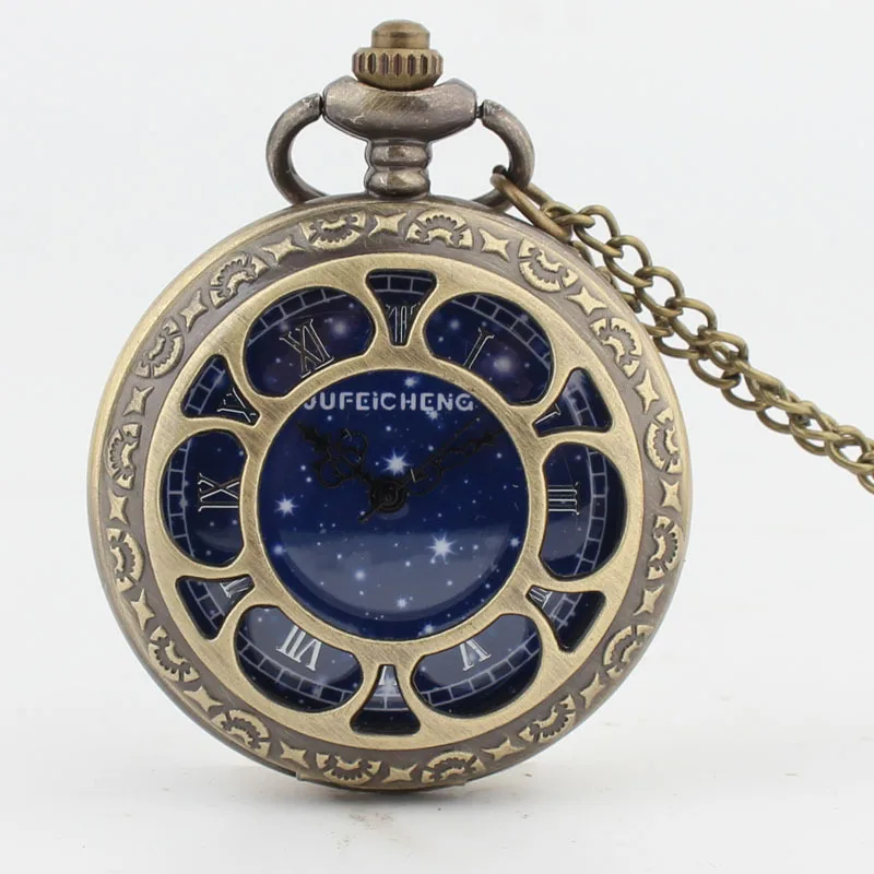 Bronze Vintage Charm Hollow Skeleton Pocket Watches Sun Flower Romantic Starry Sky Quartz Pocket Fob Watches Thin Chain Gifts
Bronze Vintage Charm Hollow Skeleton Pocket Watches Sun Flower Romantic Starry Sky Quartz Pocket Fob Watches Thin Chain Gifts