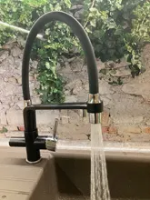 Grifos de filtro de agua Uythner grifos de cocina con doble manija montura en cubierta grifo mezclador de rotación de 360 grados Función de purificación de agua grúa