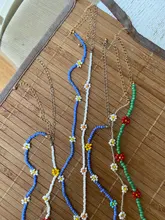 HangZhi-flores acrílicas de Margarita para mujer y niña, dulces y coloridas, coreanas, bohemio con cuentas collares de clavícula, joyería 2020