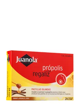 

Juanola soft pills propolis 48 gr are soft, refreshing pills with liquorice flavor and with própolis.