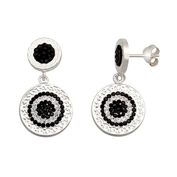 Sterling silver earrings 925m long double greca glass Black White close pressure women
Sterling silver earrings 925m long double greca glass Black White close pressure women