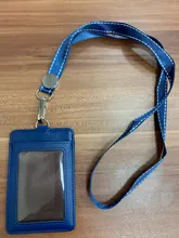 Soporte de tarjeta de identificación de negocios, placa de cuero genuino de calidad superior con cordón, opciones multicolor (tamaño estándar)