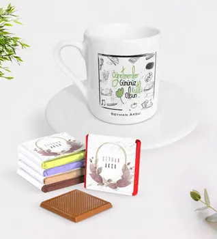 Personalized Teachers Present-Day Happy Turkish coffee Cup and Chocolate Gift Seti-8 
Personalized Teachers Present-Day Happy Turkish coffee Cup and Chocolate Gift Seti-8