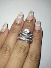 2 unids/set anillos elegante aros de lujo para boda para las mujeres de Color plata AAA blanco brillante de compromiso anillos de joyería de moda Dropshipping. Exclusivo.