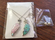 Caliente rosa azul costura de lentejuelas Corazón Roto mejores amigos COLLAR COLGANTE cadena regalo joyería de Amistad REGALOS PARA NIÑOS 2 unids/set