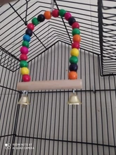 Wooden Parrot Swing Toy Bird Cage Accessories Bird Stand Rack Hanging Perch For Bird Parrot Swing Toy with Colorful Beads Bells