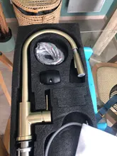 Gold Kitchen Faucet Brushed Crane Pull-Out Cold-Mixer Single-Handle Rotatble Hot 360