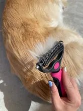 HSWLL-cepillo de doble cara de acero inoxidable para Gato, peine profesional para perros grandes, cuchillo rastrillo de nudo abierto, productos para el cuidado de mascotas