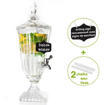 Cold Beverage Dispenser Crystal Glass Leak Free Spigot Black Plate Necklace Western Restaurant Hotel Cooling Water 2 LT 67,6 OZ
Cold Beverage Dispenser Crystal Glass Leak Free Spigot Black Plate Necklace Western Restaurant Hotel Cooling Water 2 LT 67,6 OZ
