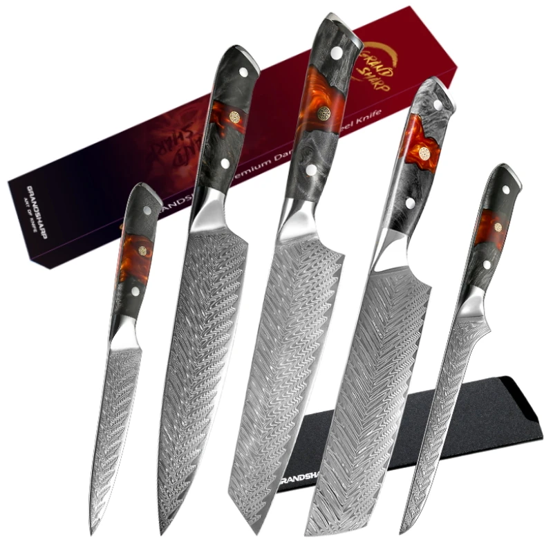 Chef Knife Set Japanese Kitchen Knives AUS10 Damascus Steel Boning Utility Cooking Butcher Tools Ultra Sharp Slicing Cutting NEW
Chef Knife Set Japanese Kitchen Knives AUS10 Damascus Steel Boning Utility Cooking Butcher Tools Ultra Sharp Slicing Cutting NEW