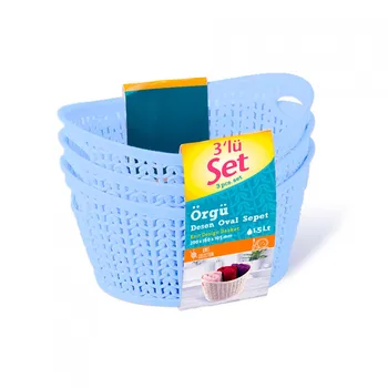 Kit 3 oval baskets blue 1,5 litres 7house
Kit 3 oval baskets blue 1,5 litres 7house