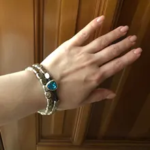 Anslow-pulsera de cristal rosa y azul para mujer, nuevo diseño hecho a mano, cuerda de envoltura, cuentas, regalo, joyería para mujer, LOW0735LB