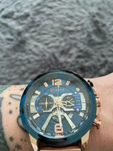 CURREN-Reloj deportivo para hombre, pulsera de cuero, deportivos, de piel militar, esfera de segundos/minutos, masculino