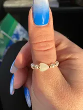 Moda Coreana de cuerda elástica perla anillo Simple elegante mujer en forma de corazón de oro anillo encantador mujeres regalo para niñas, joyería