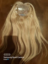 Ugeat-adorno de cabello humano para mujer, extensión de cabello de Color rubio 18 y 9,5, tamaño de la Base del Mono, 613x10cm