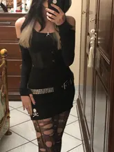 Bazaleas-minifalda informal Punk para mujer, faldas cortas bordadas con calavera blanca