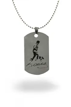 Angemiel Men Ataturk Metal Imprint Silver Color Chain Metal Necklace 
Angemiel Men Ataturk Metal Imprint Silver Color Chain Metal Necklace