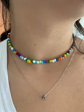 HangZhi-flores acrílicas de Margarita para mujer y niña, dulces y coloridas, coreanas, bohemio con cuentas collares de clavícula, joyería 2020