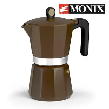 Monix Cream-Italian aluminum coffee maker size available for 6 9 12 cups. Suitable for induction vitroceramic gas cooker
Monix Cream-Italian aluminum coffee maker size available for 6 9 12 cups. Suitable for induction vitroceramic gas cooker