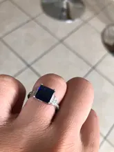 Huitan-anillo cuadrado azul con cuatro garras para mujer, diseño Vintage, Circonia cúbica de lujo, joyería femenina, anillos de boda