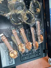 Reloj de pulsera analógico para Mujer, 5 uds., correa de cuero, de cuarzo, negro