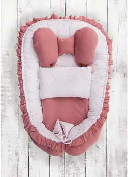 Multi-function nest WINS pink starry print. With decorative pillow. STUFFED COCONUT FIBER. CRIB REDUCER
Multi-function nest WINS pink starry print. With decorative pillow. STUFFED COCONUT FIBER. CRIB REDUCER