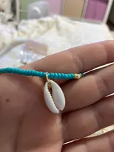 HuaTang-Collar con adorno de concha para mujer, colgante bohemio en color verde con adorno de concha de estrás, accesorios de playa a la moda, modelo 6947