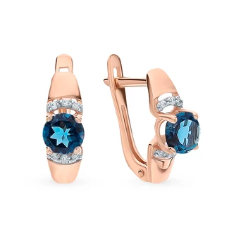 Gold earrings with Topaz and cubic zirconia sunlight sample 585 
Gold earrings with Topaz and cubic zirconia sunlight sample 585