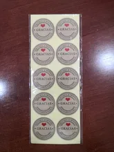 100 unids/lote Kraft Gracias español Etiquetas de Gracias pegatinas hecho a mano paquete sobre sello etiqueta Scrapbooking adhesivo de papelería