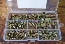 Insertos roscados tuercas, inserto de madera surtido Kit de herramientas, M4/M5/M6/M8 tornillo de muebles insertos perno sujetador (165 uds)