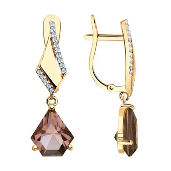 Sokolov drop earrings with stones in gold with sitall sultanit and cubic zirconia, fashion jewelry, 585, women's male, long earrings
Sokolov drop earrings with stones in gold with sitall sultanit and cubic zirconia, fashion jewelry, 585, women's male, long earrings
