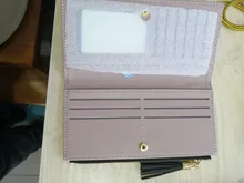 Cartera con borlas para Mujer, billetera largo lindo de cuero con borlas, monedero con cremallera, 2020