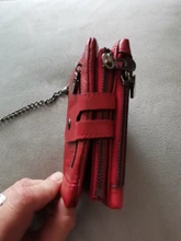 Cartera de piel auténtica con doble cremallera para mujer, monedero pequeño con cierre, tarjetero de identificación