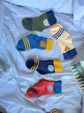 Calcetines de algodón transpirables para niños y bebés, calcetín de malla delgada para verano, medias deportivas a rayas de puntos, 5 par/set, a la moda