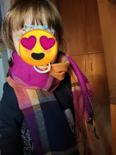 Bufanda de lana de imitación para niños y niñas, chal grueso y cálido a cuadros de alta calidad, pequeño y estrecho para regalo de otoño e invierno