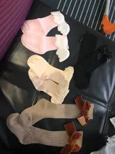 2019 nueva para niños y niñas lazo grande hasta la rodilla largo suave calcetines de algodón con lazo para bebé NIÑOS Calcetines niños calcetines meias 25