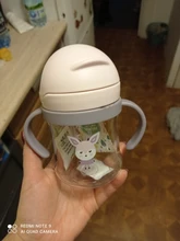 Taza de bebida de 300ml para niños, vaso de paja con diseño de dibujos animados para niños, resistente a caídas, botella de agua, Bola de aprendizaje azul