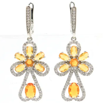 47x18mm Highly Recommend Top Selling Created Golden Citrine Zircon For Woman's Wedding Silver Earrings 
47x18mm Highly Recommend Top Selling Created Golden Citrine Zircon For Woman's Wedding Silver Earrings