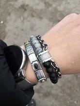 Pulsera de acero inoxidable con cuentas de ojo de tigre para hombre, cadena de eslabones de acero inoxidable, brazalete de Yoga, joyería para hombre 2020