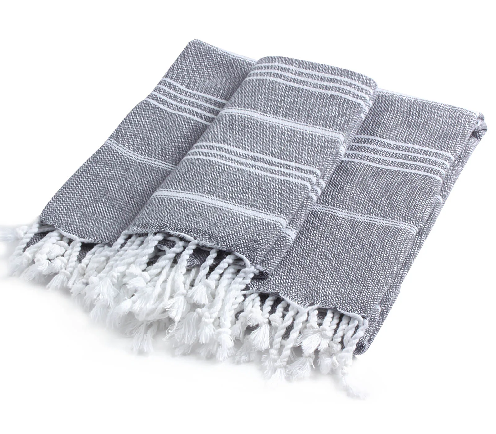 

CACALA %100 Cotton 2 Pieces Turkish Towel Pestemal Set - 1 Piece 100x180Cm Bath Beach Towel 1 Piece 60x90Cm Hand Face Towel