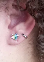 Pendientes de tuerca de Plata de Ley 925 para Corazón Arco Iris, joyería para Chica adolescente, amiga, Chico, regalos, S-E957