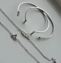 IPARAM-Conjunto de pulsera de cristal aleación geométrico para mujer, oro Vintage, plumas de flecha, hojas, Luna, pulsera Bohemia, venta al por mayor