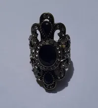 Kinel-joyería Bohemia para mujer, anillos de bronce antiguo para regalo, joyería Vintage, piedra de resina negra y roja, anillos étnicos turcos para mujer