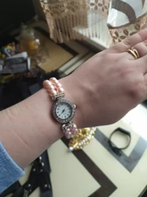 Reloj de cristal para mujer, pulsera de cuarzo con cadena de perlas, modelos, femenino