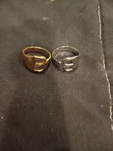 Anillo con apertura ajustable iniciales del nombre para mujer, ancho hueco, grueso, letras de A-Z, 3 colores, Metal, alfabeto, fiesta, joyería